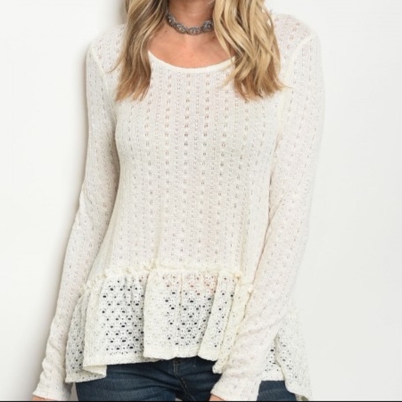 Last 1!! Eyelet Tie back ruffle sweater - Picture 2 of 5